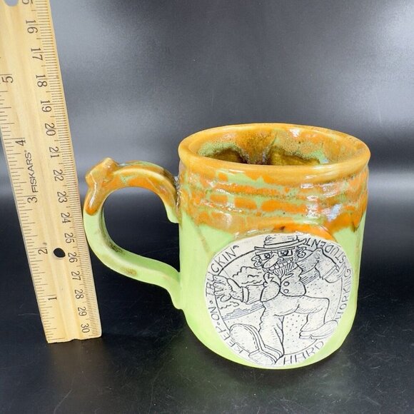 Hand Made Pottery Coffee Mug Cup Keep On Truckin Hard Working Student Mug Cup - Picture 4 of 15
